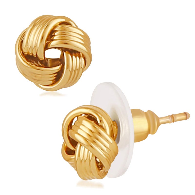 Mahi Gold Plated Pair of Push Back Piercing Stud/Tops Pair of Mens Earrings (PAER1109569GMenPR) - Image 1
