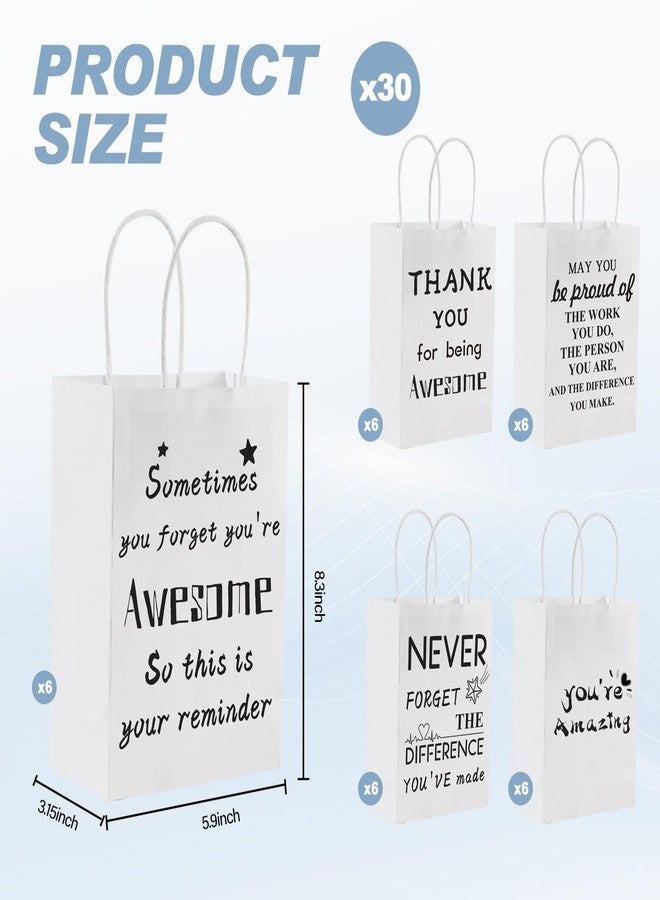BHHQHH 30 Pcs Employee Appreciation Gift Bags Thank You Gift Bags Small Goody Treat Bag with Handle for CNA Week Coworkers Teachers Staff Volunteer(8.3 * 5.9 * 3.15 Inch) - Image 2