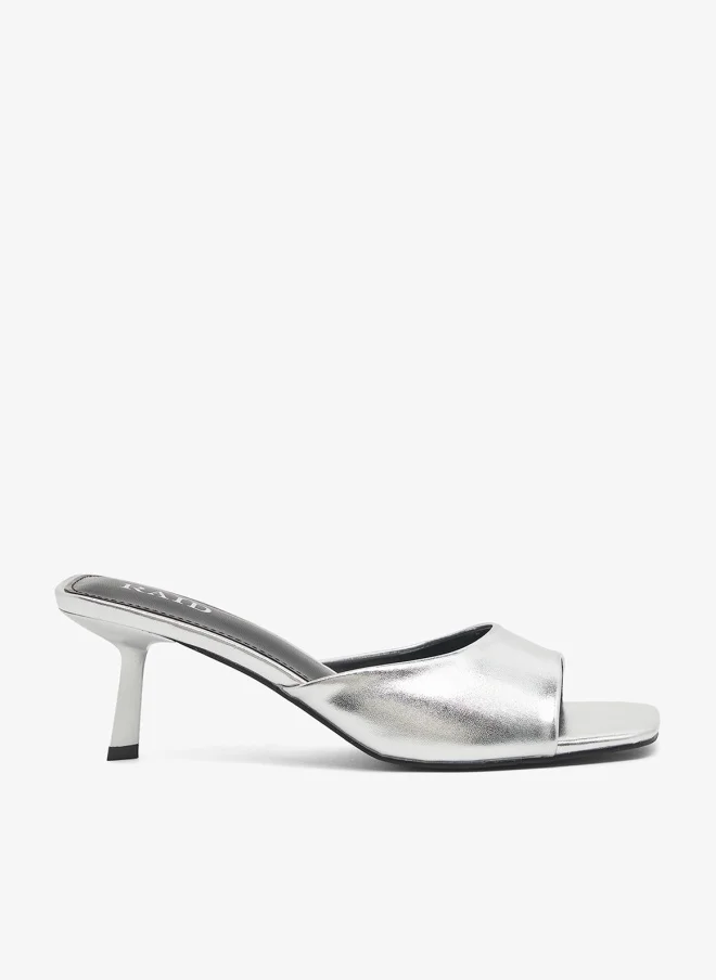 Metallic Heeled Mule Sandals