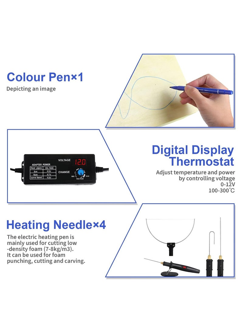 TLAXCA 4 in 1 Foam Cutter Set With Digital Voltage Controller,  Electric Cutting Machine Pen Tools Kit, 100-240V /18W Styrofoam Cutting Pen with Electronic Voltage Transformer Adaptor  - Image 3