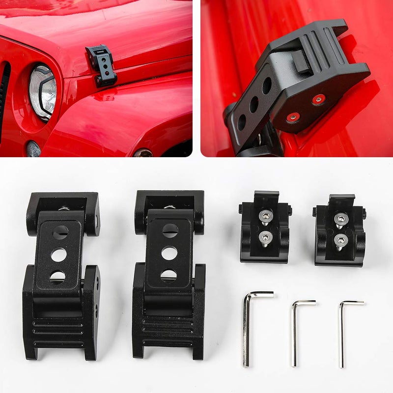 CheroCar Stainless Steel Hood Latches Pins Hood Lock Catch Kit for 20072025 Jeep Wrangler JL JK JKUBlack