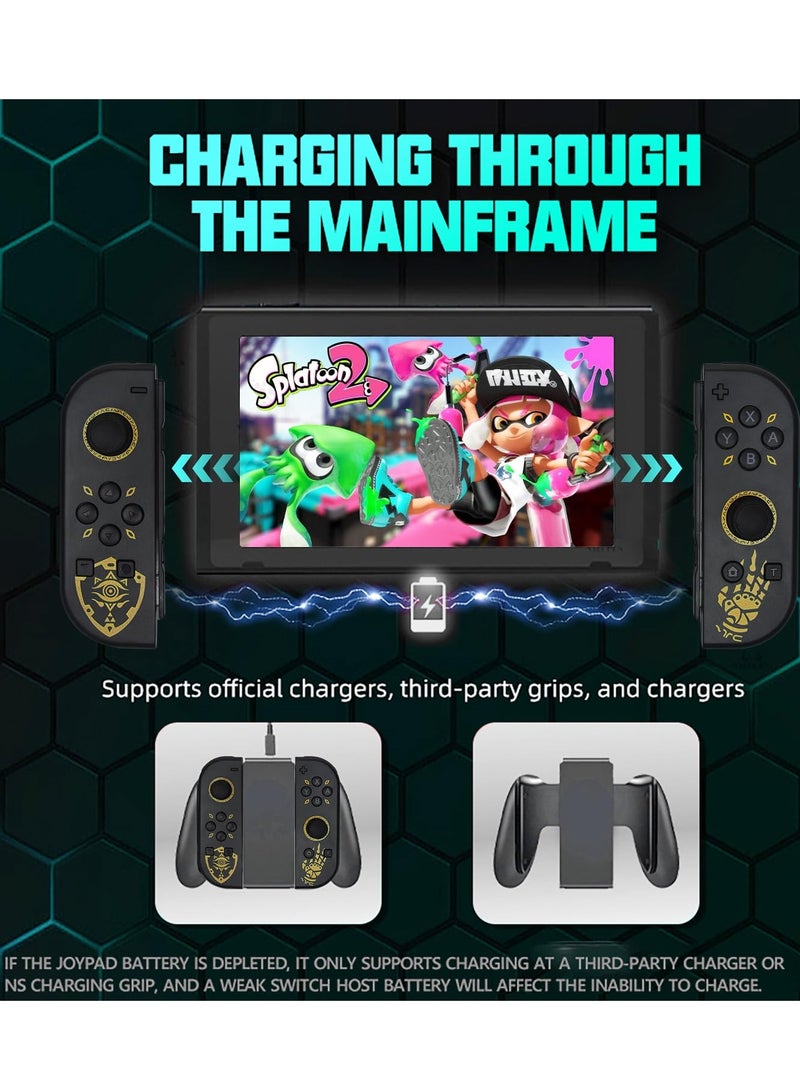 SOLARAE أجهزة تحكم Joycon لجهاز نينتندو سويتش، بديل لجهاز التحكم Switch مع إضاءة RGB LED، توربو قابل للتعديل واهتزاز، تحكم بالحركة/استيقاظ/لقطة شاشة (أسود جديد) - Image 5