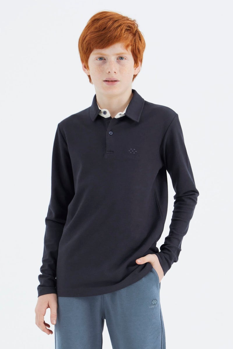 Tommy Life Navy Blue Polo Neck Basic Boy T-Shirt - 11171 - Image 1