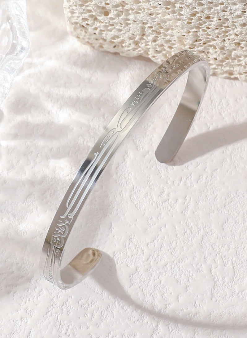 Mark Fairwhale Vintage Stainless Steel Carved C-Shaped Open Men's And Women's Bracelet  - Image 1