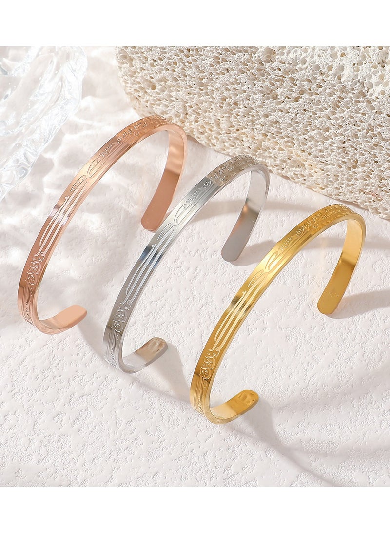 Mark Fairwhale Vintage Stainless Steel Carved C-Shaped Open Men's And Women's Bracelet  - Image 2