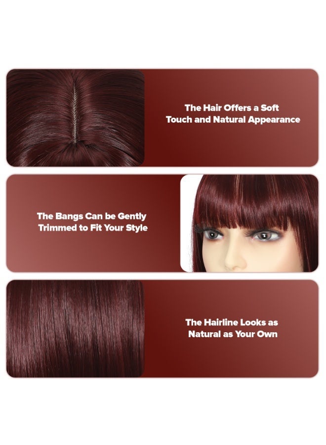 ShineDown 12 inch Bob Wig with Bangs, Heat-Resistant Synthetic Fiber Headband Hairpiece, Lightweight and Straight  for Daily Wear and Occasions - Image 3