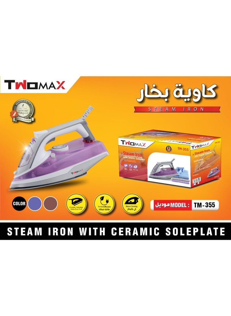 Twomax Steam Iron, Model TM-355 - Image 1