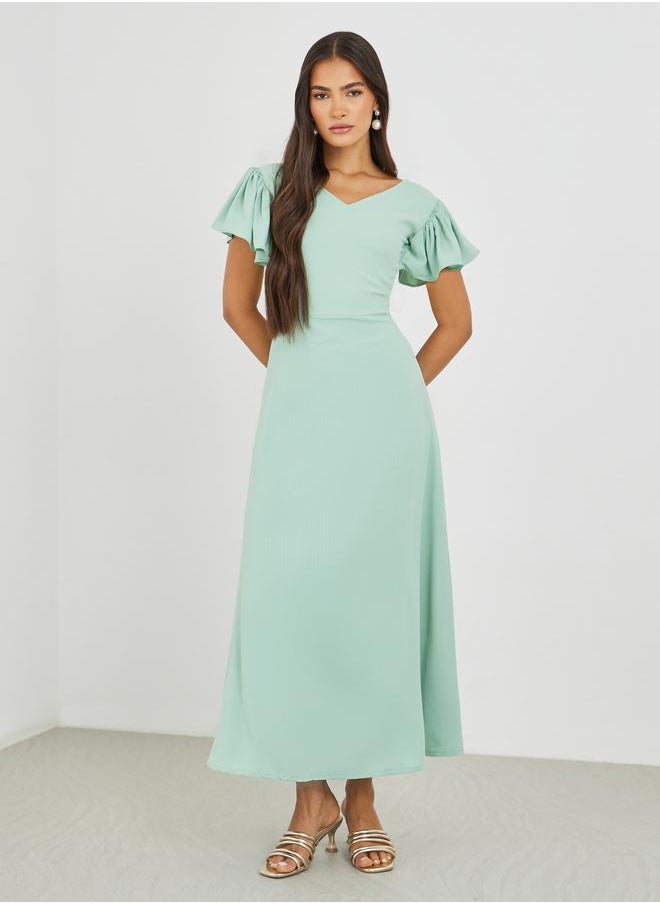 Maxim Creation Aqua Flutter Sleeve Dress  - Image 1