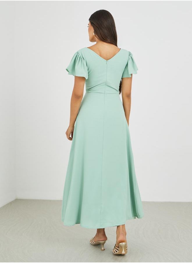 Maxim Creation Aqua Flutter Sleeve Dress  - Image 5