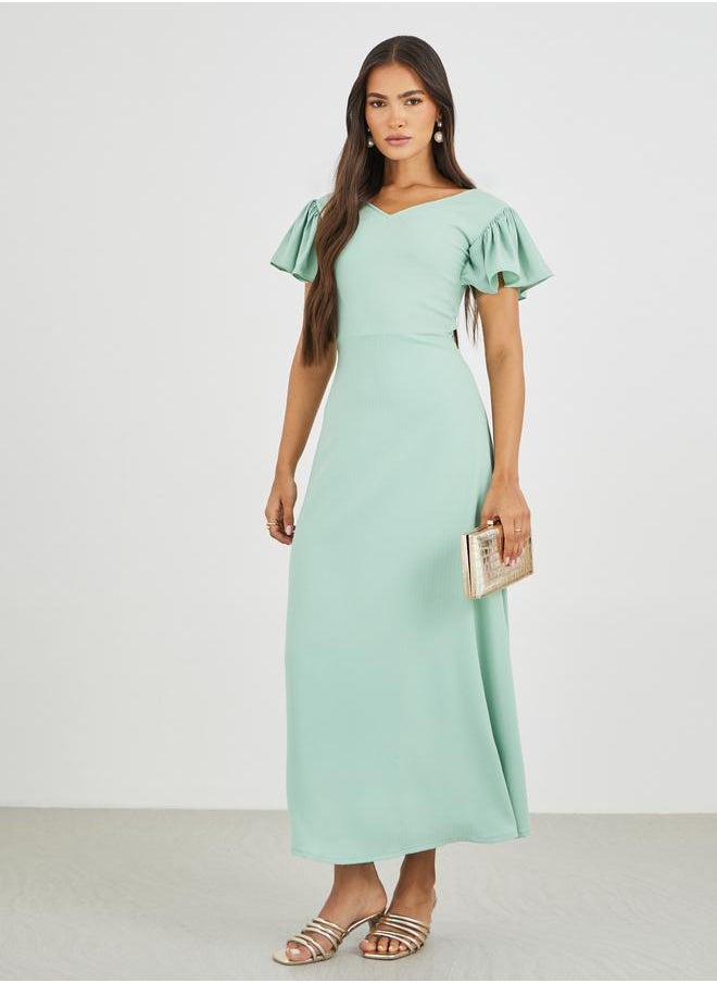 Maxim Creation Aqua Flutter Sleeve Dress  - Image 2