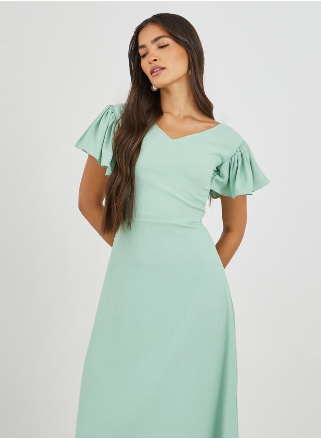 Maxim Creation Aqua Flutter Sleeve Dress  - Image 3