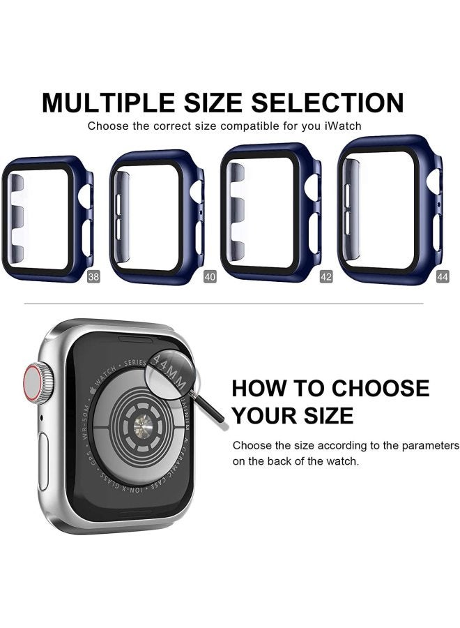 For Apple Applewatch Watch Case Anti-fall Tempered Film One-piece Pc Hard Case IWatch76543 Case-Color:Dan Cyan-Exterior Dimension:38mm Carton Packaging