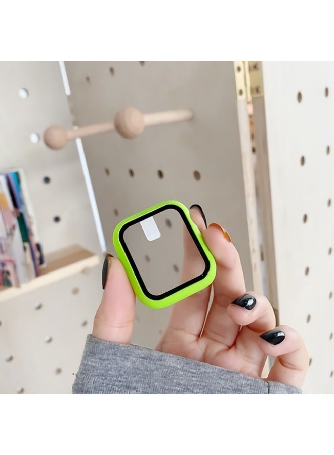 For Apple Applewatch Watch Case Anti-fall Tempered Film One-piece Pc Hard Case IWatch76543 Case-Color:Dan Cyan-Exterior Dimension:38mm Carton Packaging