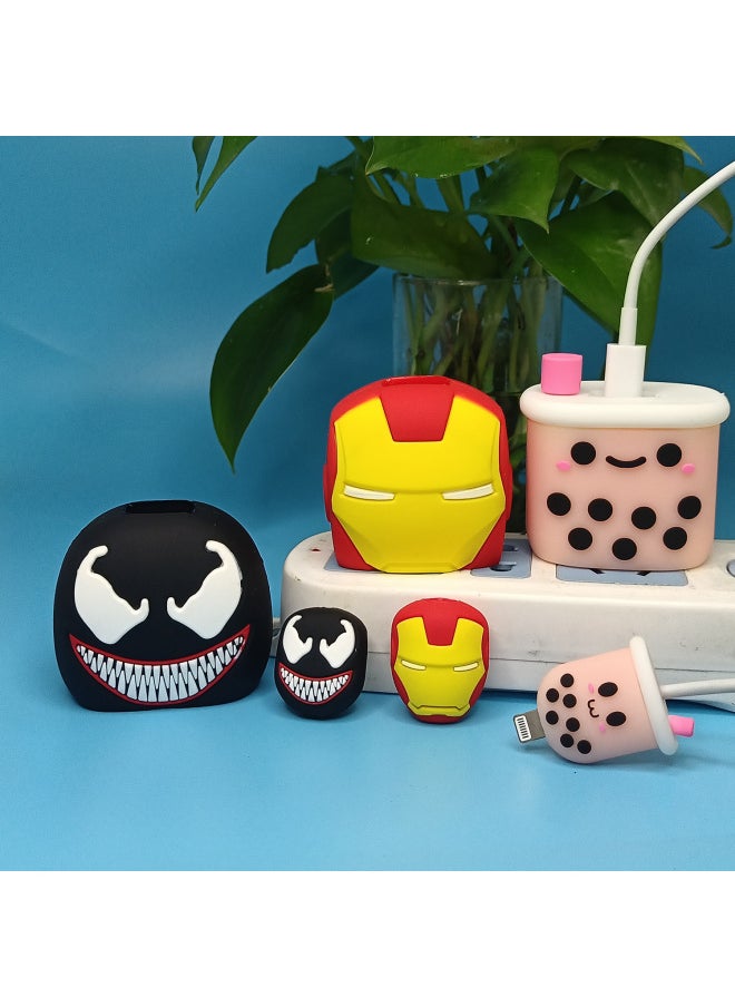 Generic - Cartoon Charger Protective Cover Suitable For Apple Fast Charging Head 18/20W Charging Head Protective Cover Winder-Color:Venom (set Of 2) - Image 1
