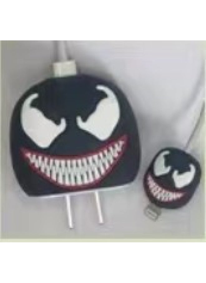 Generic - Cartoon Charger Protective Cover Suitable For Apple Fast Charging Head 18/20W Charging Head Protective Cover Winder-Color:Venom (set Of 2) - Image 1