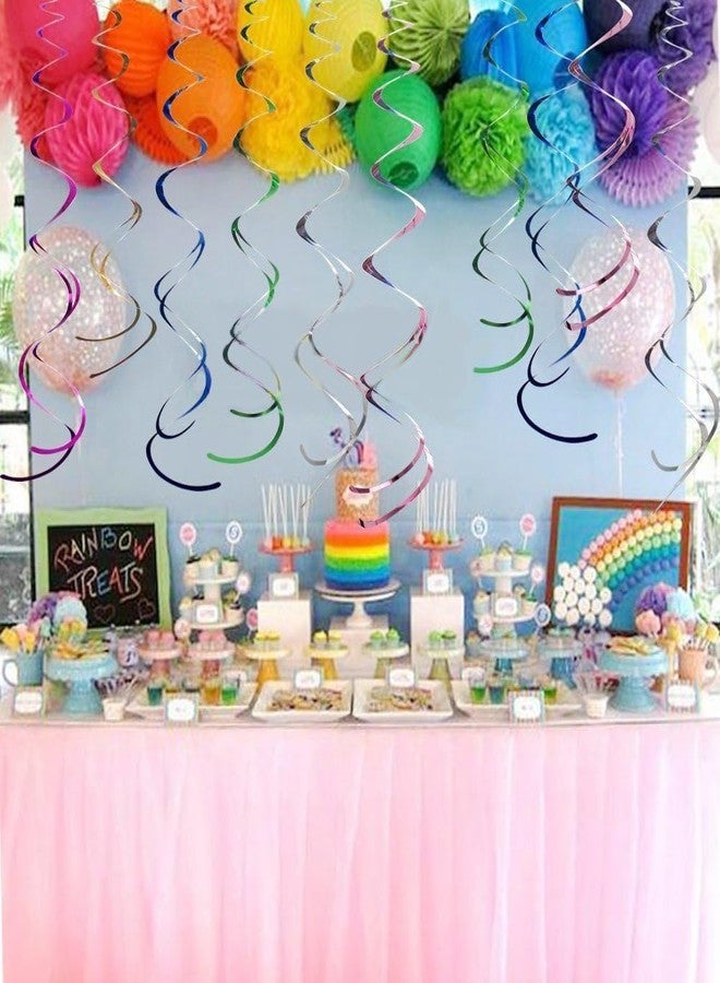 ZOOYOO Party Swirl Decorations, Blue and Orange Foil Ceiling Hanging Swirl Decoration, Whirls Decorations for Birthday Wedding Anniversary Graduation Party Supplies, Pack of 20 - Image 3