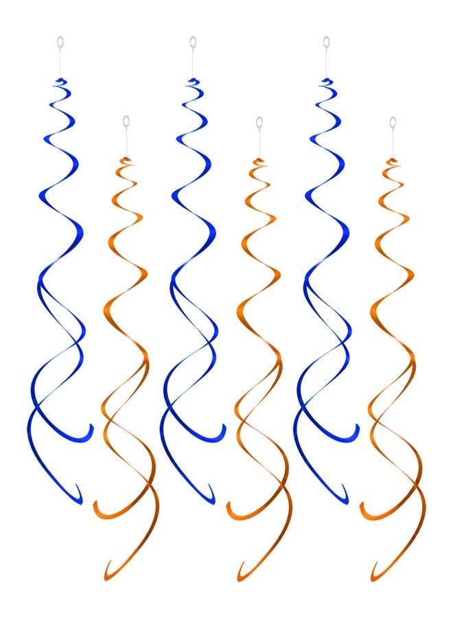 ZOOYOO Party Swirl Decorations, Blue and Orange Foil Ceiling Hanging Swirl Decoration, Whirls Decorations for Birthday Wedding Anniversary Graduation Party Supplies, Pack of 20 - Image 1