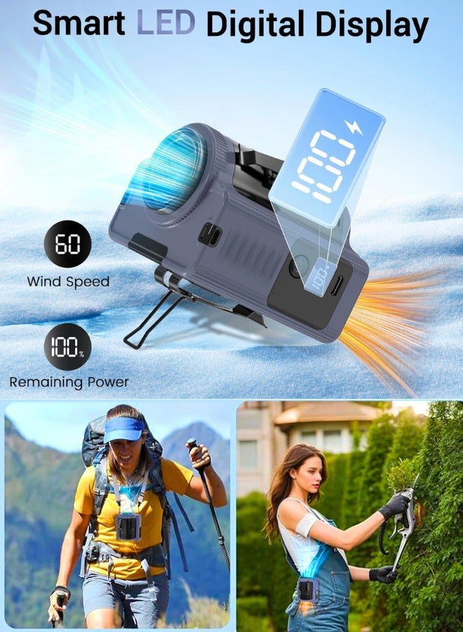 Chase Up Rechargeable Portable Waist Fan, 5 Speeds 16600RPM Turbo Strong Airflow With Max 22H Working Time, Hands-free Wearable Neck/Clip/Belt Fan for Outdoor, Jobsite, Farms, Traveling, Fishing, Golf - Image 3