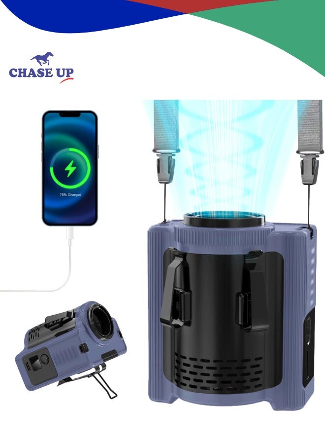 Chase Up Rechargeable Portable Waist Fan, 5 Speeds 16600RPM Turbo Strong Airflow With Max 22H Working Time, Hands-free Wearable Neck/Clip/Belt Fan for Outdoor, Jobsite, Farms, Traveling, Fishing, Golf - Image 1