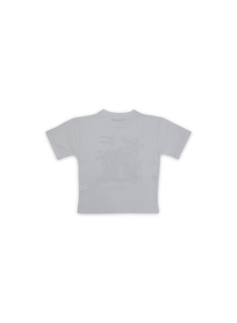 Pompelo Boys Cotton T-Shirt – White "Lagoon Escape" Print - Image 2