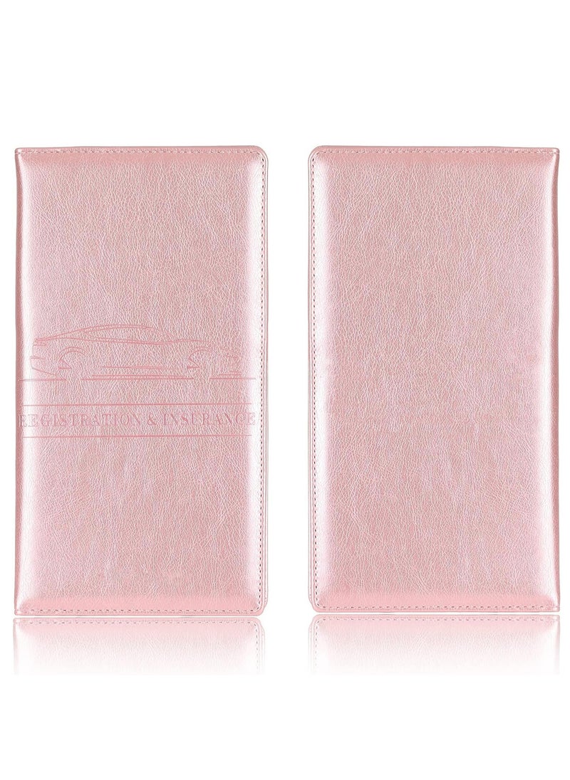 joyzzz - Car Registration & Insurance Card Holder, Auto Glove Box Organizer Document Wallet Leather Manual Folder Vehicle Compartment License Case Truck Accessories or ID, Driver's License - Men&Women, Pink - Image 1