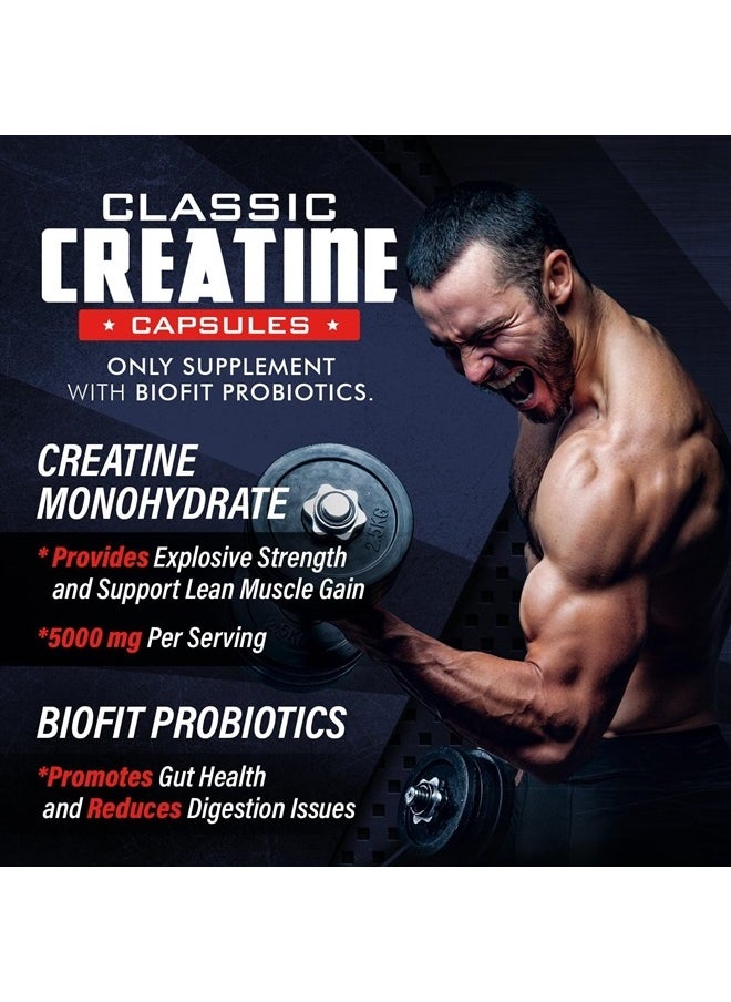 Old School Labs Creatine Monohydrate Capsules - 5000mg + BioFit™ (Max Strength) Supports Muscle Growth & Recovery, Performance, Cognitive Health - Creatine Pills for Men & Women - Made in USA + 180 V Capsules  - Image 2