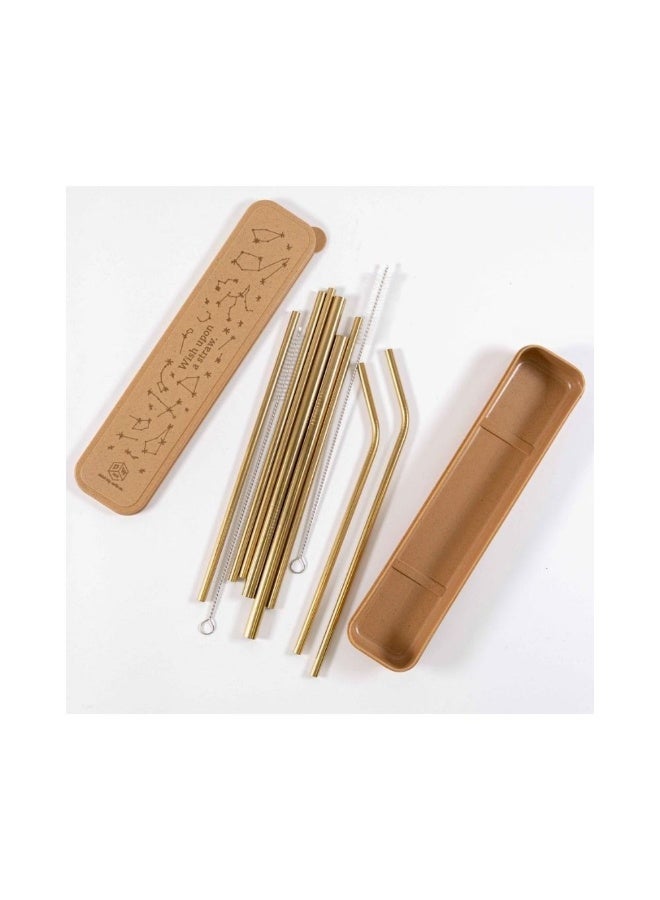 Ochre - Stainless Steel Gold Straw Set