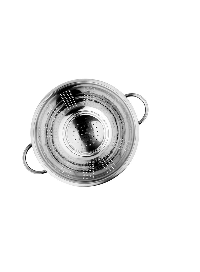 Prabha Strainer Stainless Steel Colander 26cm| Sieves Rice Colander for Rice Straining | Bowl Strainers for Kitchen Sink | Vegetable Drainer Colanders with Handle |Washing Fruits Poha Chalni - Image 1