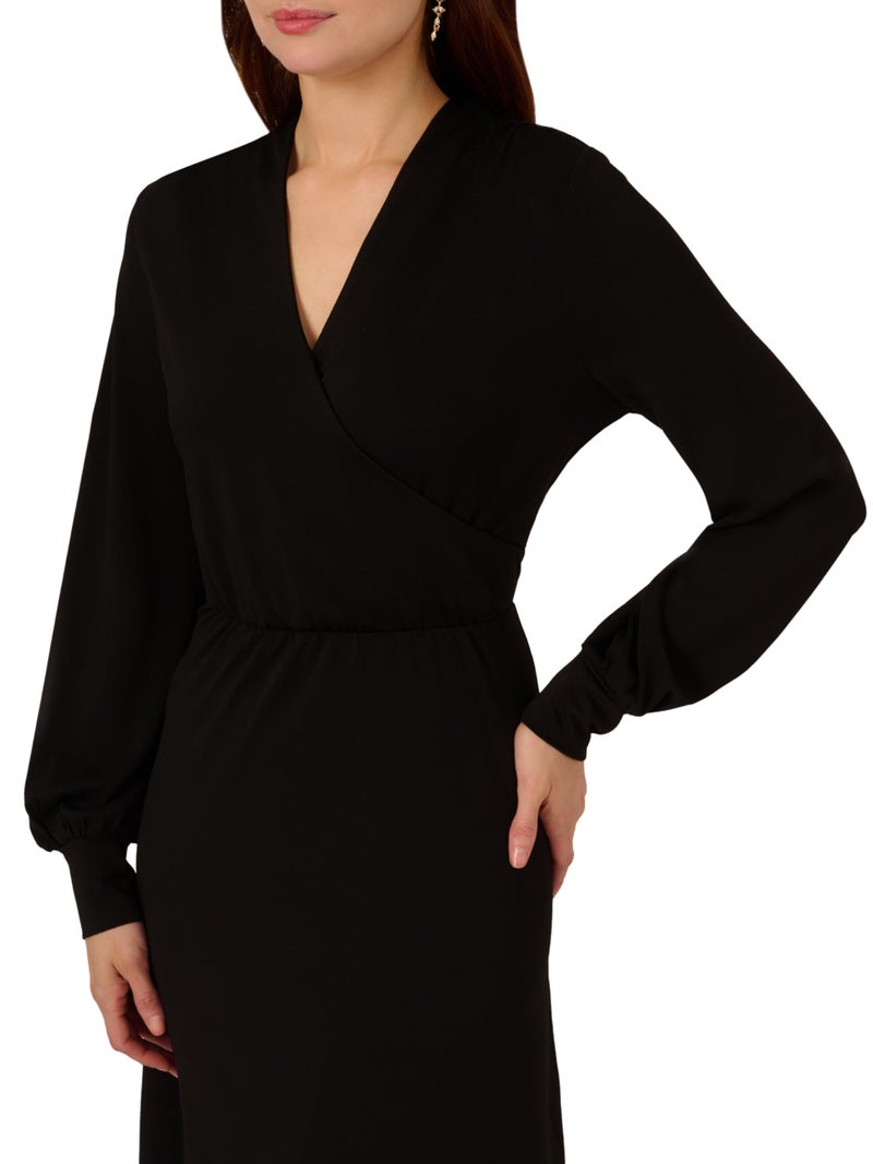 Adrianna Papell Women's Long Sleeve Wrap Midi Dress, Black - Image 2