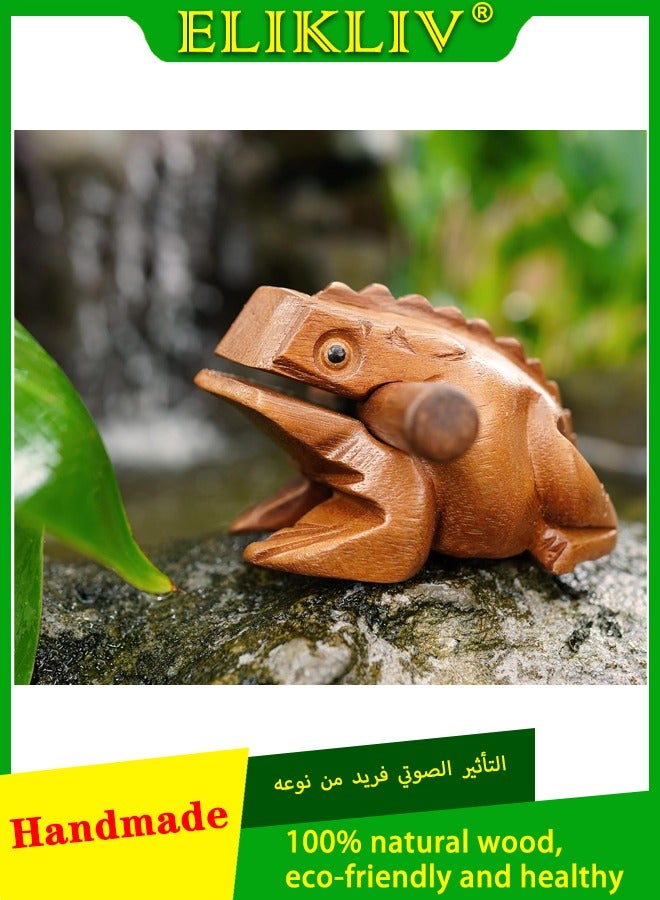 Generic ELIKLIV Natural Wooden Frog Guiro File Percussion Instrument - 5 Inch Creative Music Gift Adult Fun Scary Noise Maker  - Image 1