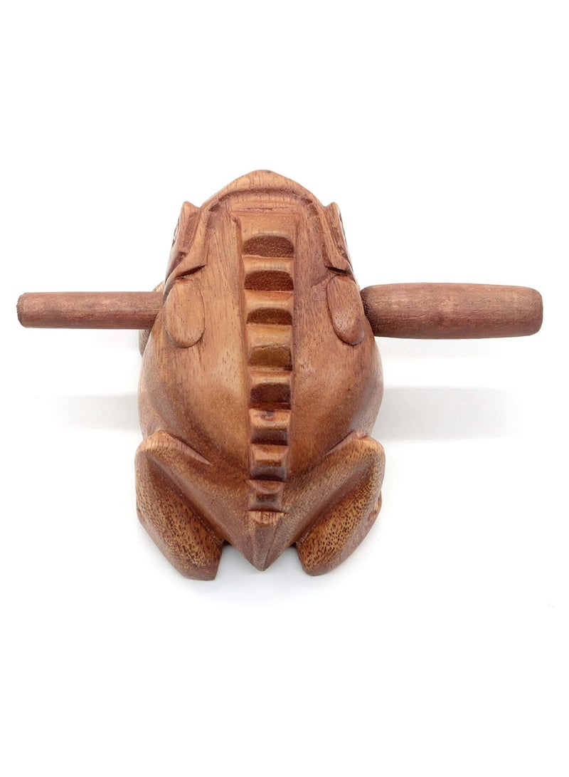 Generic ELIKLIV Natural Wooden Frog Guiro File Percussion Instrument - 5 Inch Creative Music Gift Adult Fun Scary Noise Maker  - Image 3