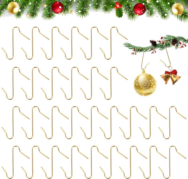 SythorYang Ornament Hooks, 100 Pcs Christmas Ornament Hooks for Christmas Trees, Metal Wire Christmas Tree Hooks, Ornament Hangers, Christmas Tree Ornaments for Xmas Christmas Party Balls Decorations, Gold - Image 1