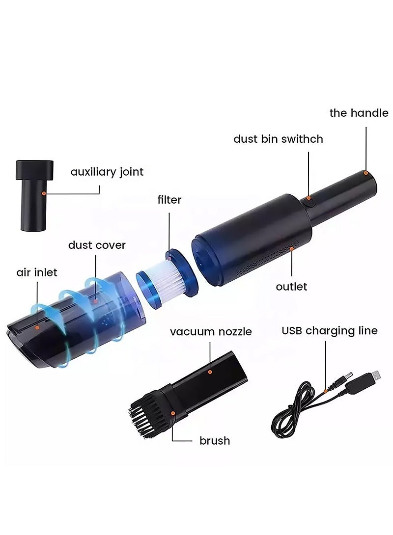 إيه جي دي مكنسةٌ كهربائية صغيرة محمولة باليد لتنظيف السيارة 120 وات تشحن بكابل يو إس بي من إيه جي دي أسود - Image 2