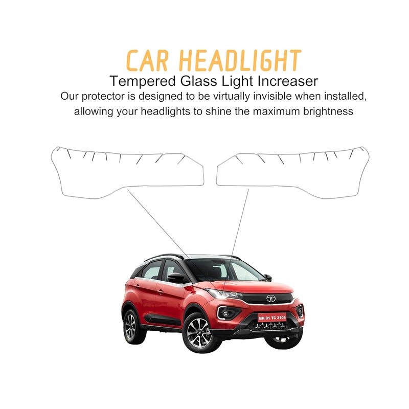 10H2 Self Adhesive Car Headlight Tempered Glass | Headlight Protector | Scratch Resistant | DIY | UV Protection | Weather-Resistant|Gloss Finish|Compatible with Tata New/Old Car (Nexon 2nd Generation) - Image 2