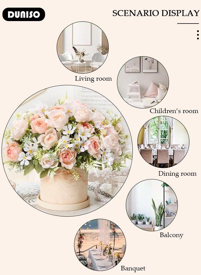 DUNISO ديكور زهور صناعية لتزيين الطاولات زهور توليب مزيفة باقات حرير ترتيب للمنزل وغرفة المكتب وحفلات الزفاف - Image 3