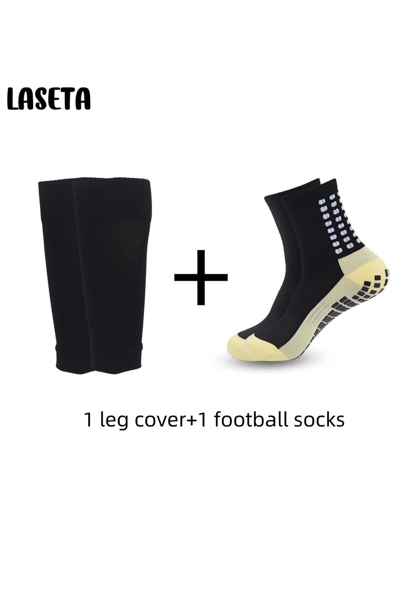 Laseta Football leg cover and  football socks set ,US size 6.5-9.5 ,BLACK - Image 1