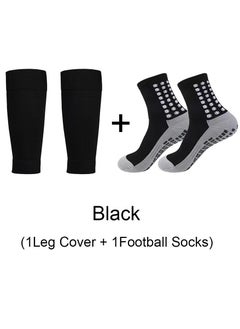 Laseta Football leg cover and  football socks set ,US size 6.5-9.5 ,BLACK  - Image 1