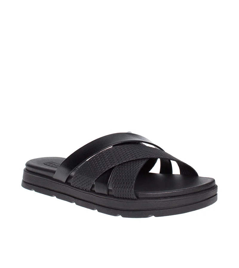 موليكا Moleca Ladies Flat Sandals Black | Made In Brazil