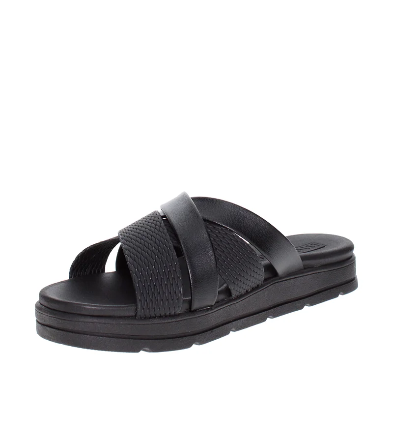 موليكا Moleca Ladies Flat Sandals Black | Made In Brazil