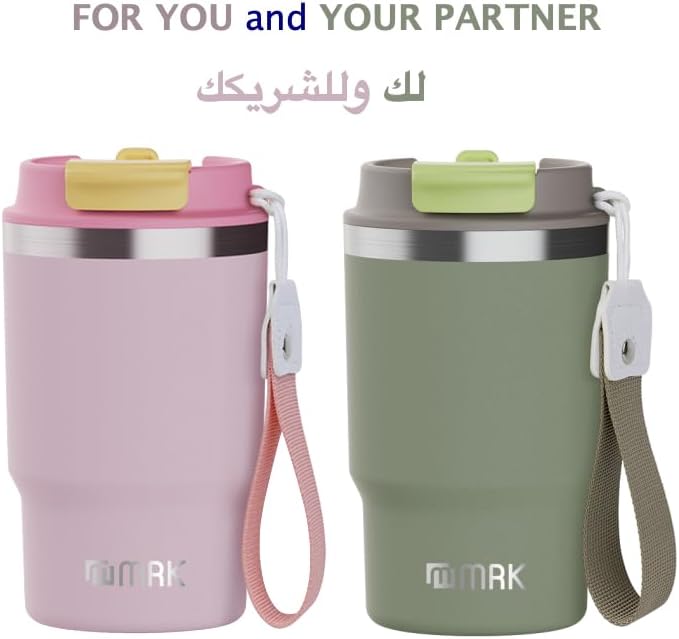 ام ار كي  كوب MRK سعة 16 أونصة/480 مل، فاخر (فولاذ غذائي 18/8-304) ستانلس ستيل مزدوج الجدار معزول بالفراغ، ك��ب للقهوة والمشروبات الباردة بغطاء مانع للتسرب - يحافظ على الساخن لمدة 8 ساعات والبارد لأكثر من 12 ساعة (أخضر) - Image 1