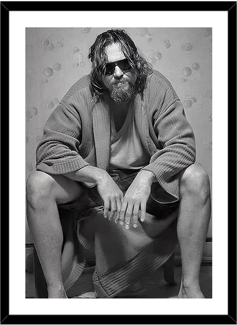 Spoil Your Wall Beard Man Bathroom Funny Design Wall Poster with Black Frame, Wall Arts Home Décor Photo Frames, 30x40 cm by Spoil Your Wall  - Image 1