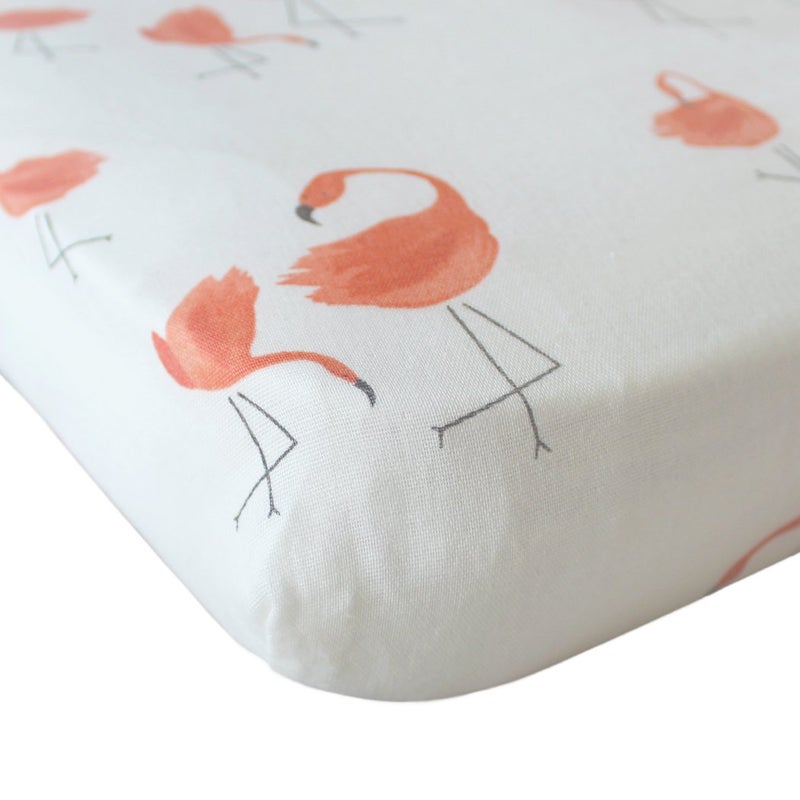 Baby Changing Pad Cover Set Muslin Portable Contoured Diaper Change Pad Sheet for Boys and Girls by Vlokup Flamingo