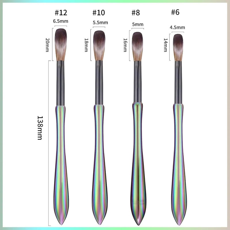Ruby Face Rubuface Acrylic Brush Set | 4 Pcs Acrylic Nail Brush Set Nail Extensions | Natural Brush | sturdy Crystal body Smooth application | Acrylics Nail Brush Size 6/8/10/12 - Image 2