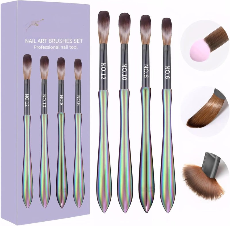 Ruby Face Rubuface Acrylic Brush Set | 4 Pcs Acrylic Nail Brush Set Nail Extensions | Natural Brush | sturdy Crystal body Smooth application | Acrylics Nail Brush Size 6/8/10/12 - Image 1