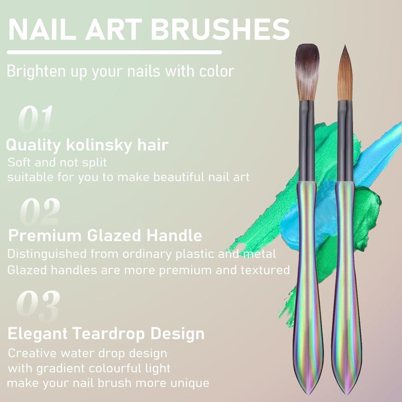 Ruby Face Rubuface Acrylic Brush Set | 4 Pcs Acrylic Nail Brush Set Nail Extensions | Natural Brush | sturdy Crystal body Smooth application | Acrylics Nail Brush Size 6/8/10/12 - Image 3