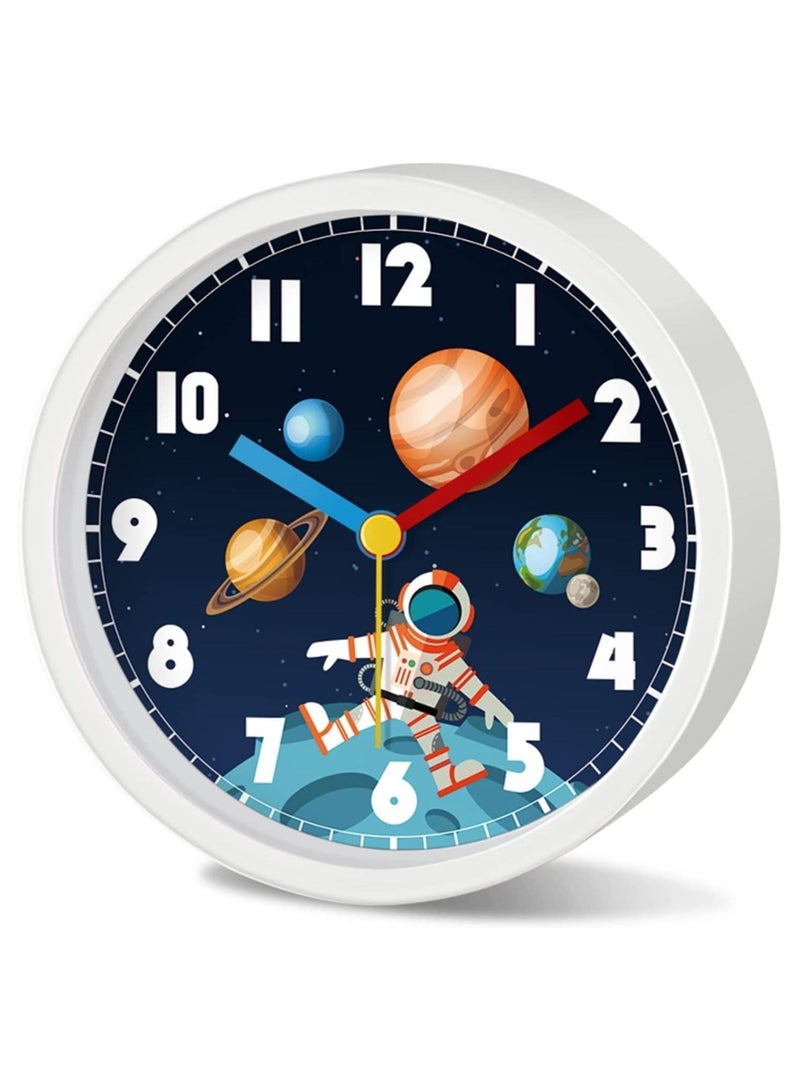 كابتن تيك Kids Desk Alarm Clock, Space Travel Theme Decor Clock for Bedroom Bedside Desk Shelf,Silent Non Ticking Clock, Student Dedicated Small Alarm Clock Simple Bedside Mute Clock Clock(Without Battery） - Image 1