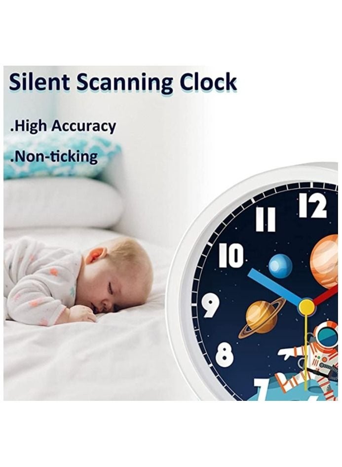 كابتن تيك Kids Desk Alarm Clock, Space Travel Theme Decor Clock for Bedroom Bedside Desk Shelf,Silent Non Ticking Clock, Student Dedicated Small Alarm Clock Simple Bedside Mute Clock Clock(Without Battery） - Image 4