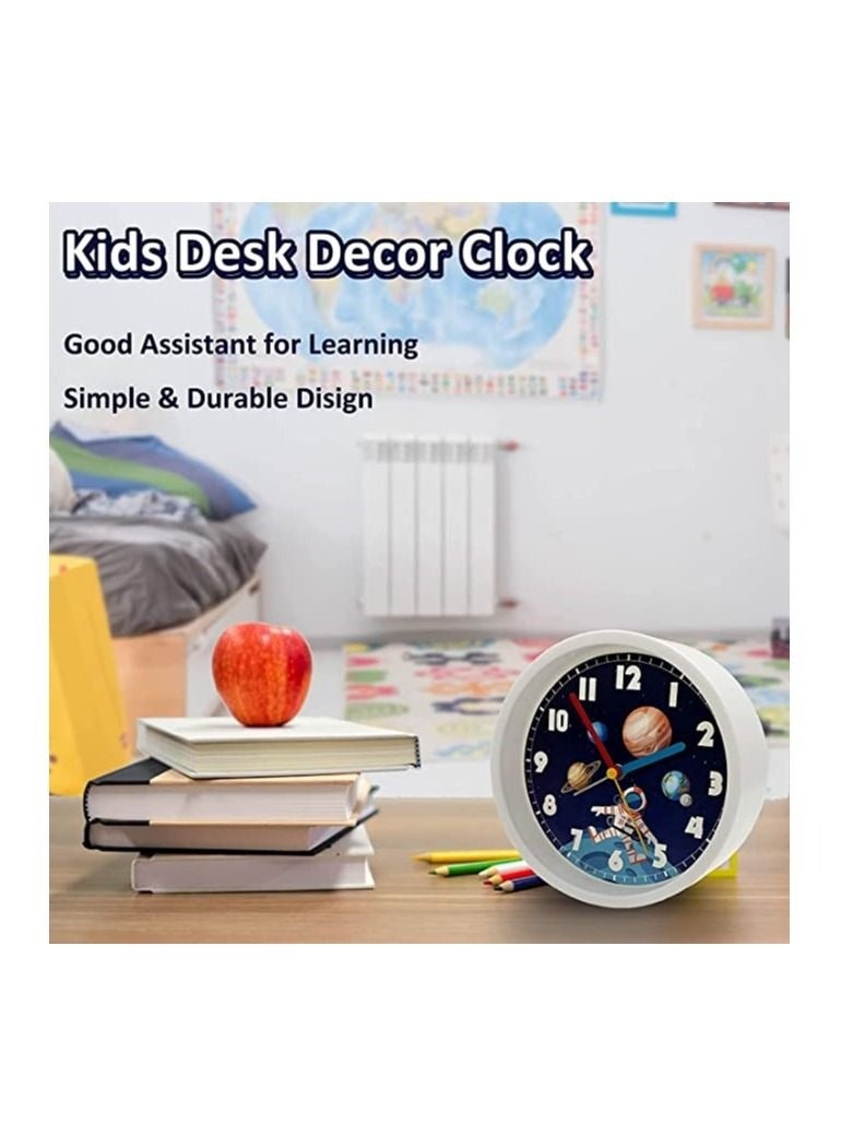 كابتن تيك Kids Desk Alarm Clock, Space Travel Theme Decor Clock for Bedroom Bedside Desk Shelf,Silent Non Ticking Clock, Student Dedicated Small Alarm Clock Simple Bedside Mute Clock Clock(Without Battery） - Image 3