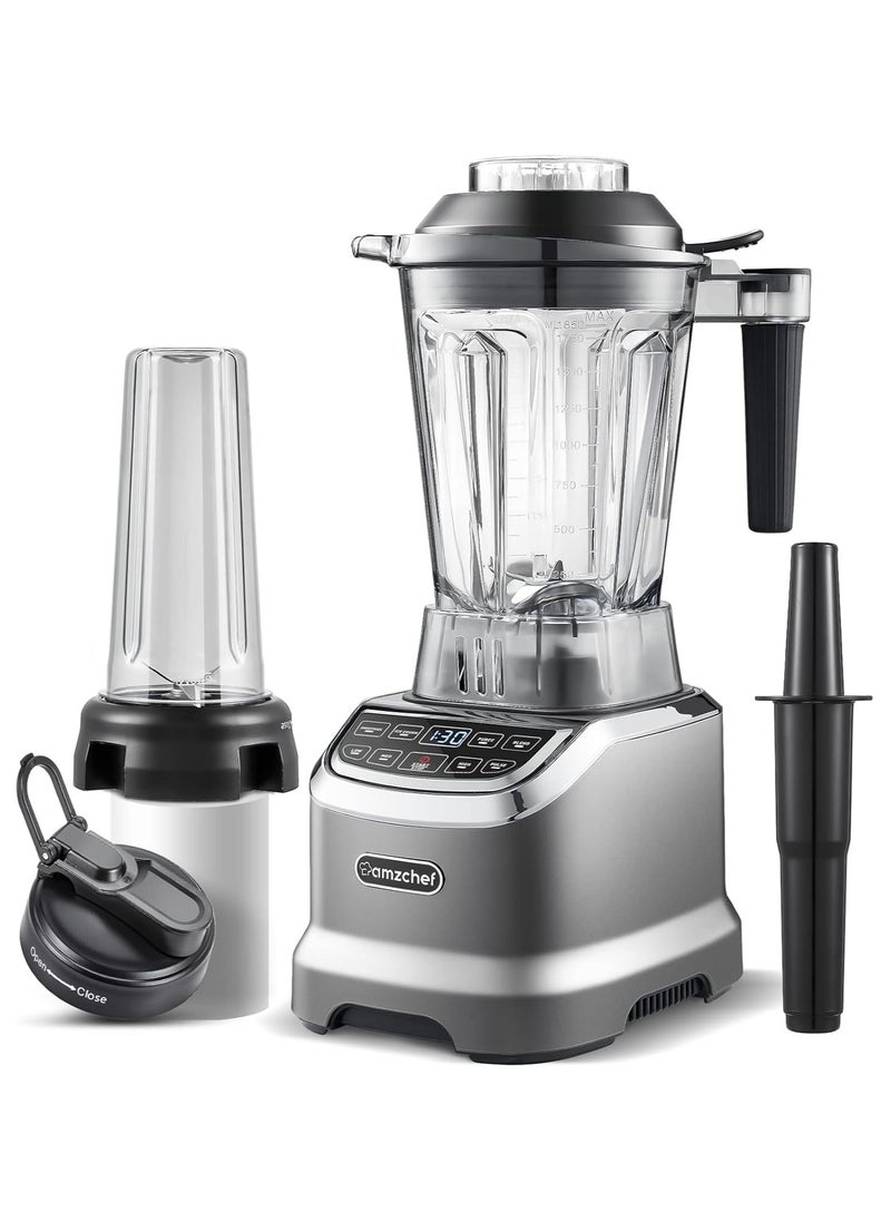 2 in 1 Stand Mixer with Two Mixing Containers Blender Mixer, High Performance Mixer 1800 Watt Mixer Smoothie Maker with 6 Blades, Portable 600 ml Bullet Mixer with Lid 1.85 Litre