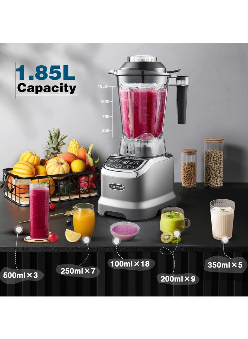 2 in 1 Stand Mixer with Two Mixing Containers Blender Mixer, High Performance Mixer 1800 Watt Mixer Smoothie Maker with 6 Blades, Portable 600 ml Bullet Mixer with Lid 1.85 Litre